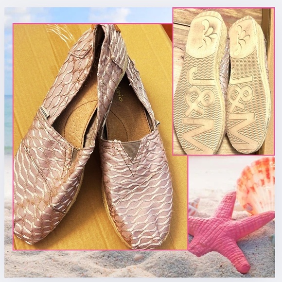 Joy & Mario,Pink Shimmering Satin,Hint of Shine,Women's Espadrilles,EUC, Size 9W - Picture 5 of 8